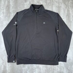 Travis Mathew Valiant Quarter Zip Pullover Mens Large Black Golf Business Logo